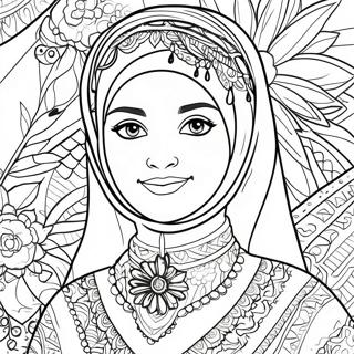 Muslim Girl In Traditional Dress Coloring Page 36033-30051