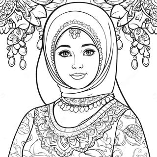 Muslim Girl In Traditional Dress Coloring Page 36033-30052