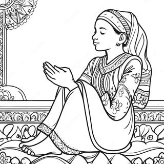 Muslim Girl Praying Coloring Page 36034-30065