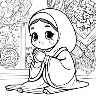 Muslim Girl Praying Coloring Page 36034-30066