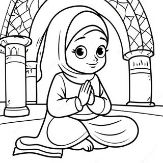 Muslim Girl Praying Coloring Page 36034-30068