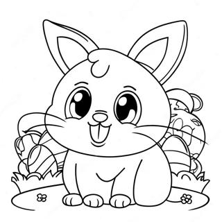 Playful Easter Cat With Bunny Ears Coloring Page 36054-30069