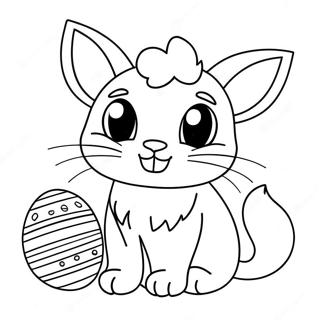 Playful Easter Cat With Bunny Ears Coloring Page 36054-30071