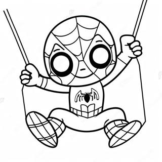 Chibi Spider Man Swinging Coloring Page 36084-30101