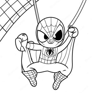 Chibi Spider Man Swinging Coloring Page 36084-30103