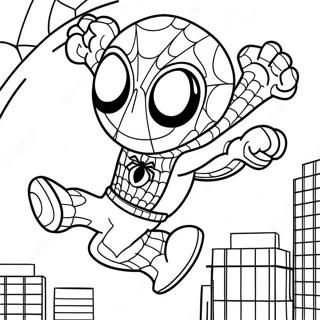 Chibi Spider Man Swinging Coloring Page 36084-30104