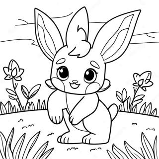 Cute Leafeon In A Flower Field Coloring Page 36094-30116