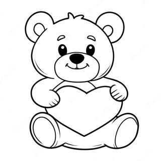 Adorable Teddy Bear Holding A Heart Coloring Page 36114-30127