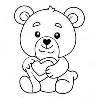 Adorable Teddy Bear Holding A Heart Coloring Page 36114-30128