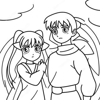 Inuyasha And Kagome Adventure Coloring Page 36124-30130