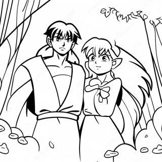 Inuyasha And Kagome Adventure Coloring Page 36124-30131