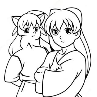 Inuyasha And Kagome Adventure Coloring Page 36124-30132