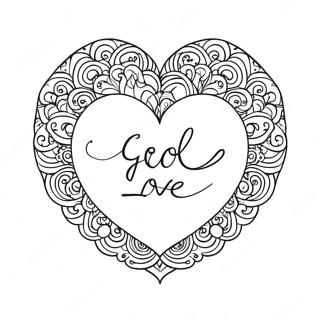 Colorful God Is Love Heart Coloring Page 36164-30167