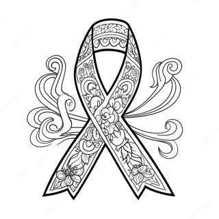 Colorful Cancer Ribbon Design Coloring Page 36274-30257