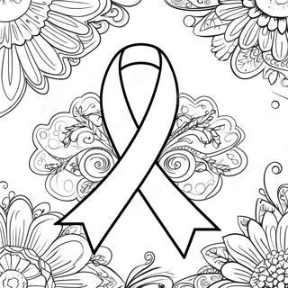 Colorful Cancer Ribbon Design Coloring Page 36274-30258