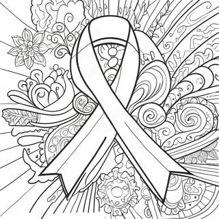 Colorful Cancer Ribbon Design Coloring Page 36274-30259