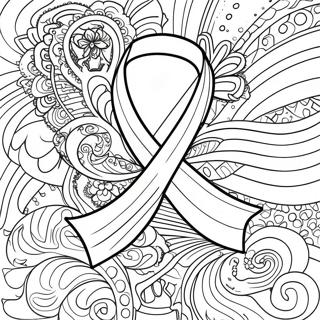 Colorful Cancer Ribbon Design Coloring Page 36274-30260