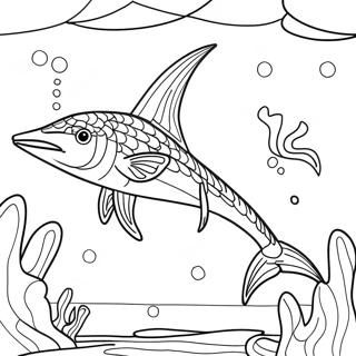 Swordfish Swimming In The Ocean Coloring Page 36384-30328