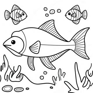 Colorful Swordfish With Coral Reef Coloring Page 36385-30329