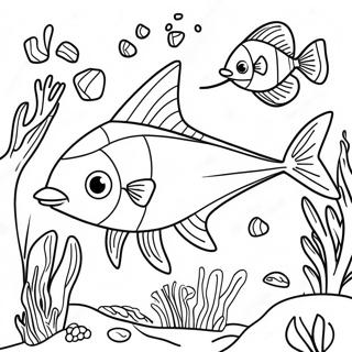 Colorful Swordfish With Coral Reef Coloring Page 36385-30330