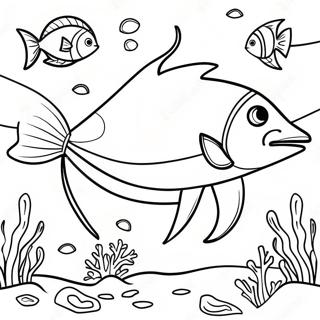 Colorful Swordfish With Coral Reef Coloring Page 36385-30332