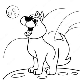 Fierce Cartoon Dog Howling At The Moon Coloring Page 36425-30375