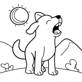 Fierce Cartoon Dog Howling At The Moon Coloring Page 36425-30376