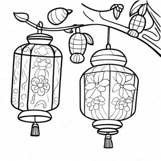 Colorful Lanterns At Moon Festival Coloring Page 36435-30369