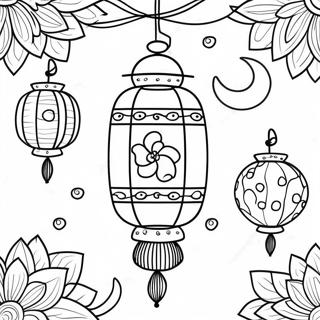 Colorful Lanterns At Moon Festival Coloring Page 36435-30370