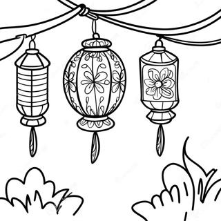 Colorful Lanterns At Moon Festival Coloring Page 36435-30371