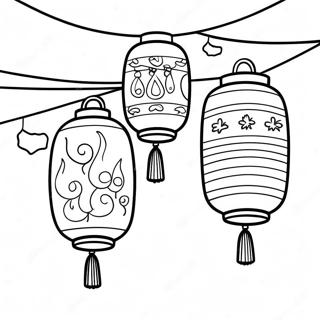 Colorful Lanterns At Moon Festival Coloring Page 36435-30372