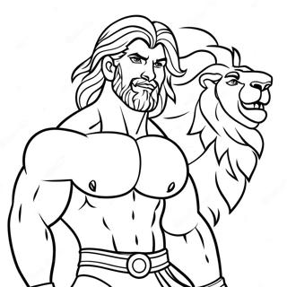 Strong Samson With Lion Coloring Page 36445-30382