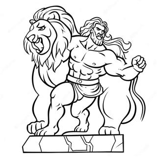 Strong Samson With Lion Coloring Page 36445-30384