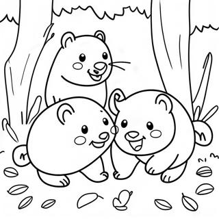 Playful Wombats In The Forest Coloring Page 36565-30477