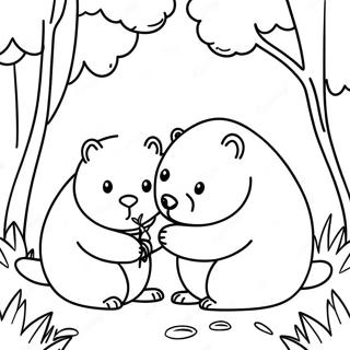 Playful Wombats In The Forest Coloring Page 36565-30480