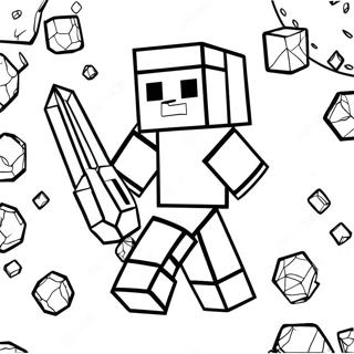 Minecraft Steve With Diamond Armor In Action Coloring Page 36675-30559