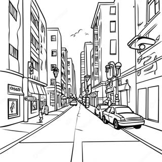 Vibrant Urban Street Scene Coloring Page 36695-30578