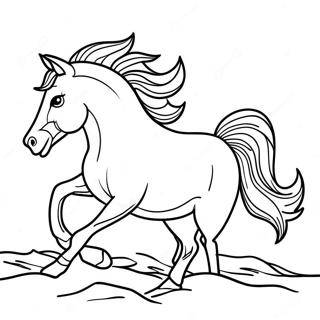 Realistic Wild Horse Galloping Coloring Page 3669-2978