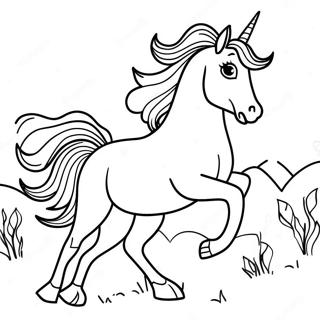 Realistic Wild Horse Galloping Coloring Page 3669-2979