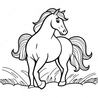 Realistic Wild Horse Galloping Coloring Page 3669-2980