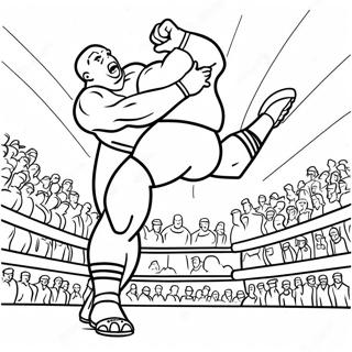 Thick Lined Wwe Wrestler Jumping On Opponent Coloring Page 36705-30588