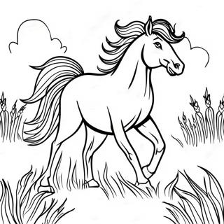 Majestic Wild Horse Running Through Meadow Coloring Page 3670-2981