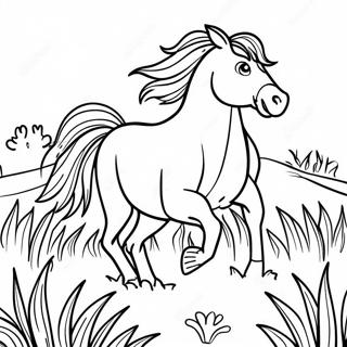 Majestic Wild Horse Running Through Meadow Coloring Page 3670-2983