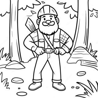 Adventurous Lumberjack In The Forest Coloring Page 36726-30593