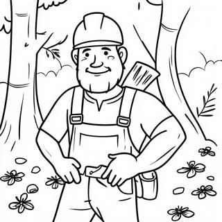 Adventurous Lumberjack In The Forest Coloring Page 36726-30595