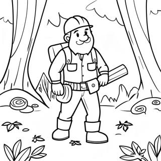 Adventurous Lumberjack In The Forest Coloring Page 36726-30596