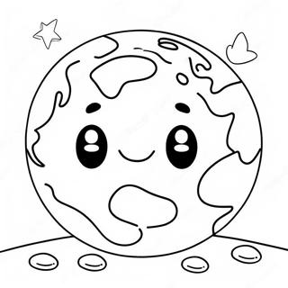 Cute Earth With Happy Faces Coloring Page 3680-2989