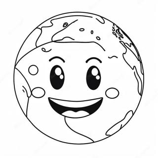 Cute Earth With Happy Faces Coloring Page 3680-2990