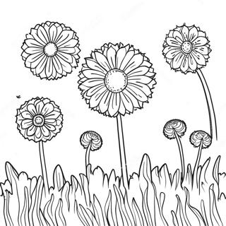 Whimsical Dandelion Field Coloring Page 36836-30686