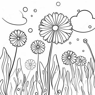 Whimsical Dandelion Field Coloring Page 36836-30687